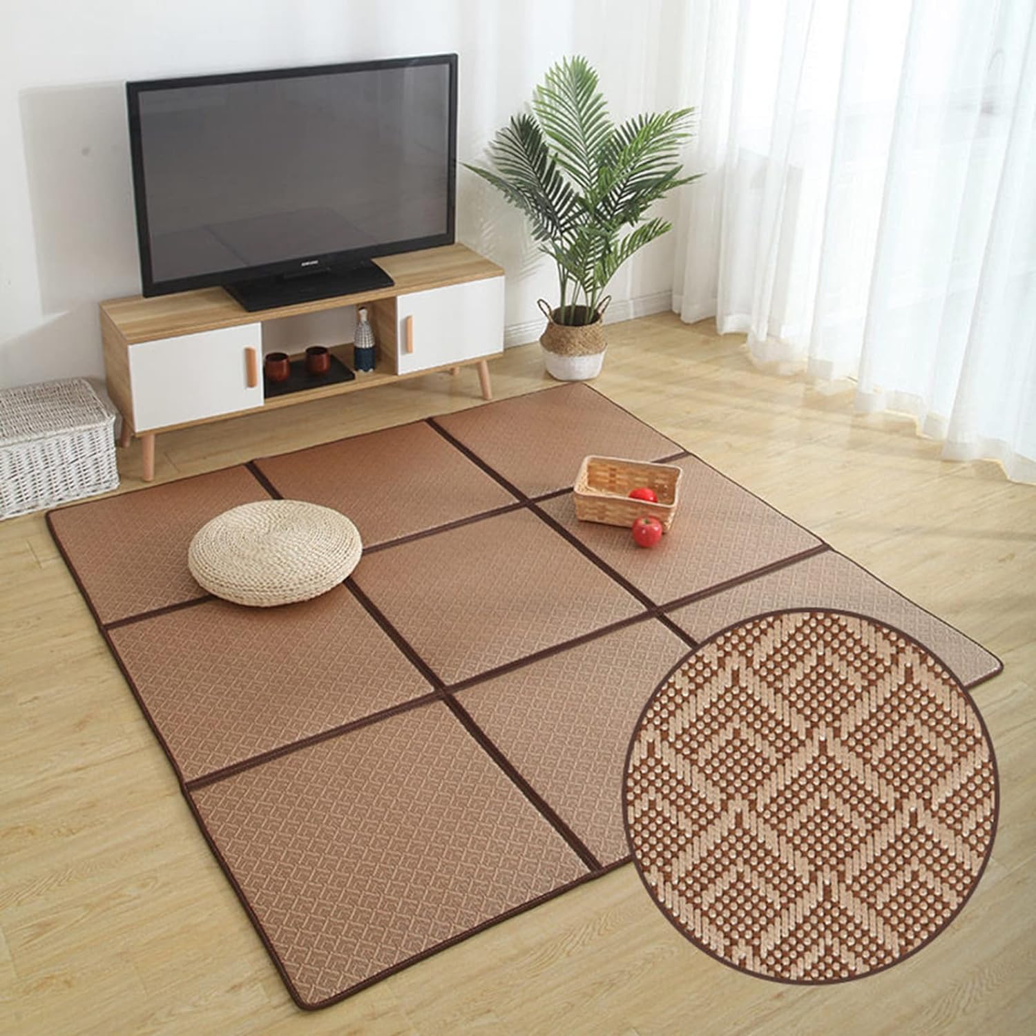 プレイマット 120*120*1cm 四枚 折り畳み式 ユニット畳 半畳 あぐら ナチュラル 畳 たたみ マット フローリング tatami mat い草 イ草 いぐさ ジョイントマット プレイマット