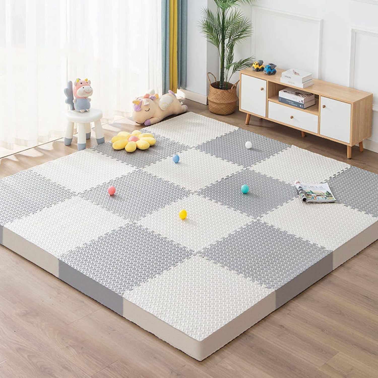 フロアマット ジョイントマット インテリア 厚み1.2cm カラーマット 防音 傷防止 ペット 赤ちゃん 60*60 (厚み2.1cm）4枚 ジョイントマット EVA 30cm 60cm 床暖房対応