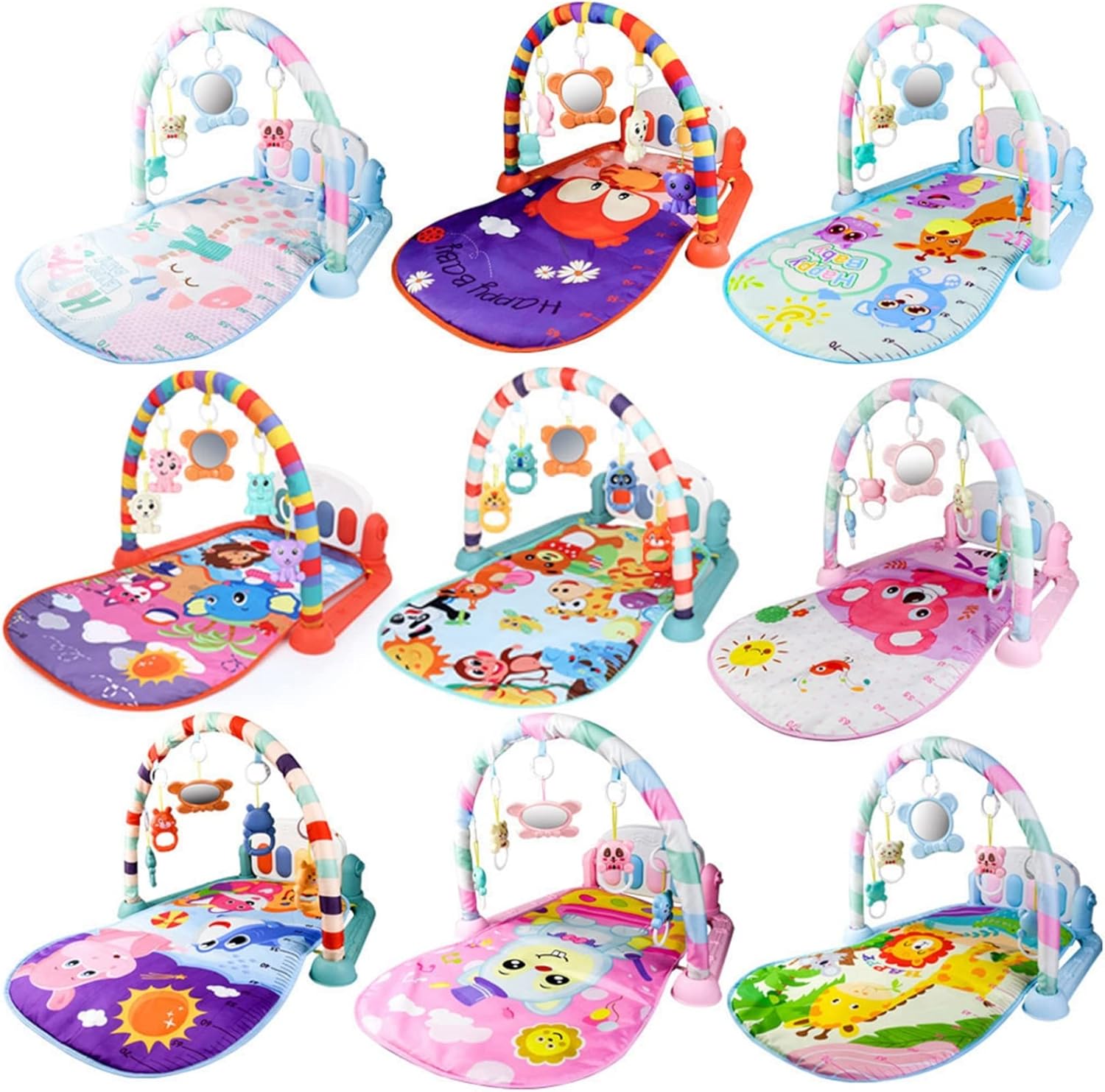 ベビージム 58*76*45cm おもちゃ付き プレイマット プレイジム 幼児 赤ちゃん 音が鳴るピアノ ベビージムマット ベビーおもちゃ 新生児 知育おもちゃ 洗濯可能 ピアノジム ベビープレイマッ