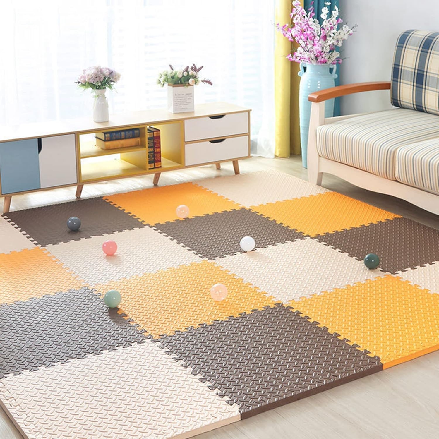パズルマット ジョイントマット 子供 赤ちゃん フロアマット プレイマット 洗える 厚手 ケガ 防止 サイ..