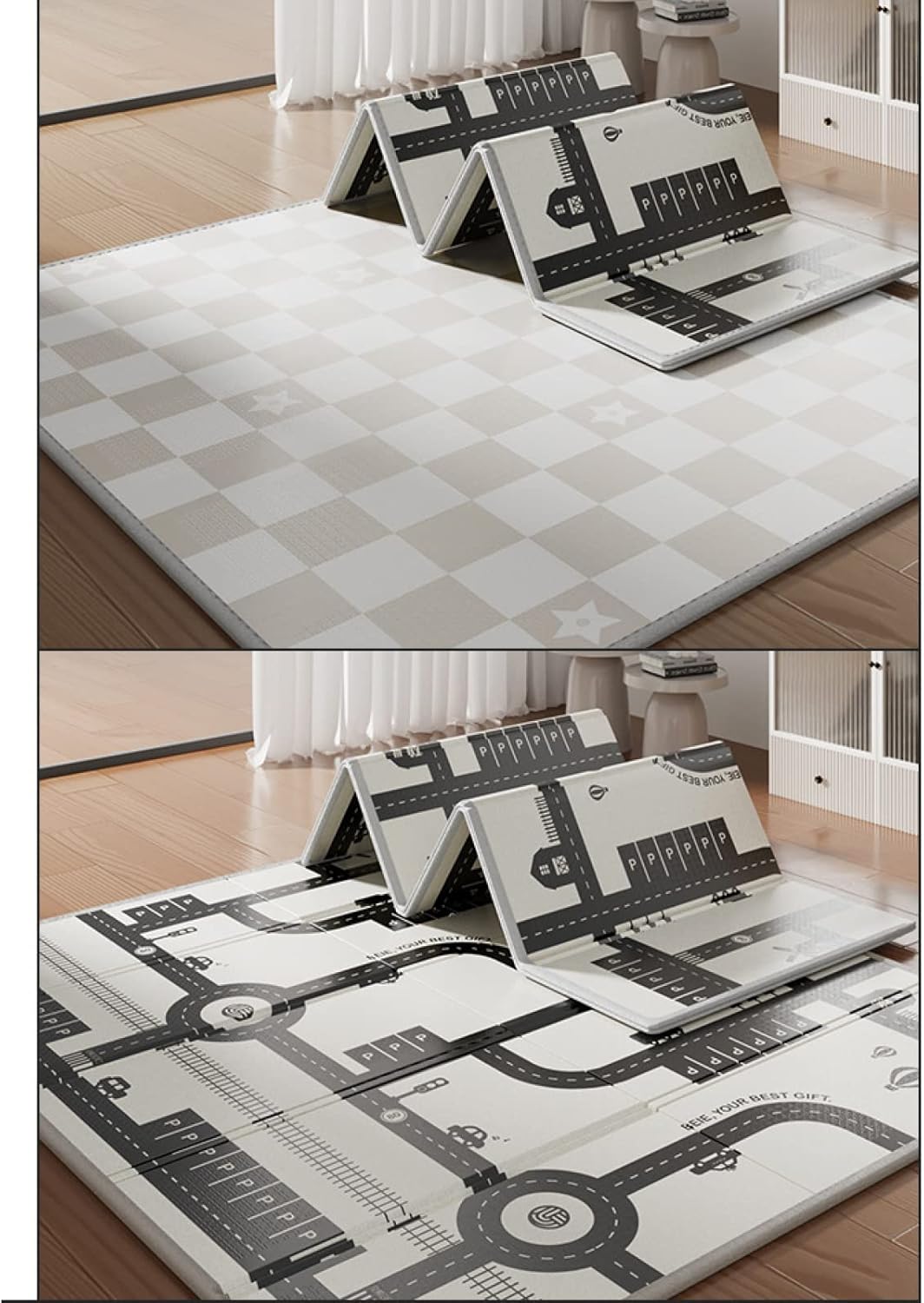 ベビープレイマット 150*180*2cm 折り畳み式 両面使用可 防水 防音 ジョイントマット 赤ちゃん キッズ用プレイマット シンプル おしゃれ 衝撃緩和 安全 無毒 無味 出産祝い ルームマット