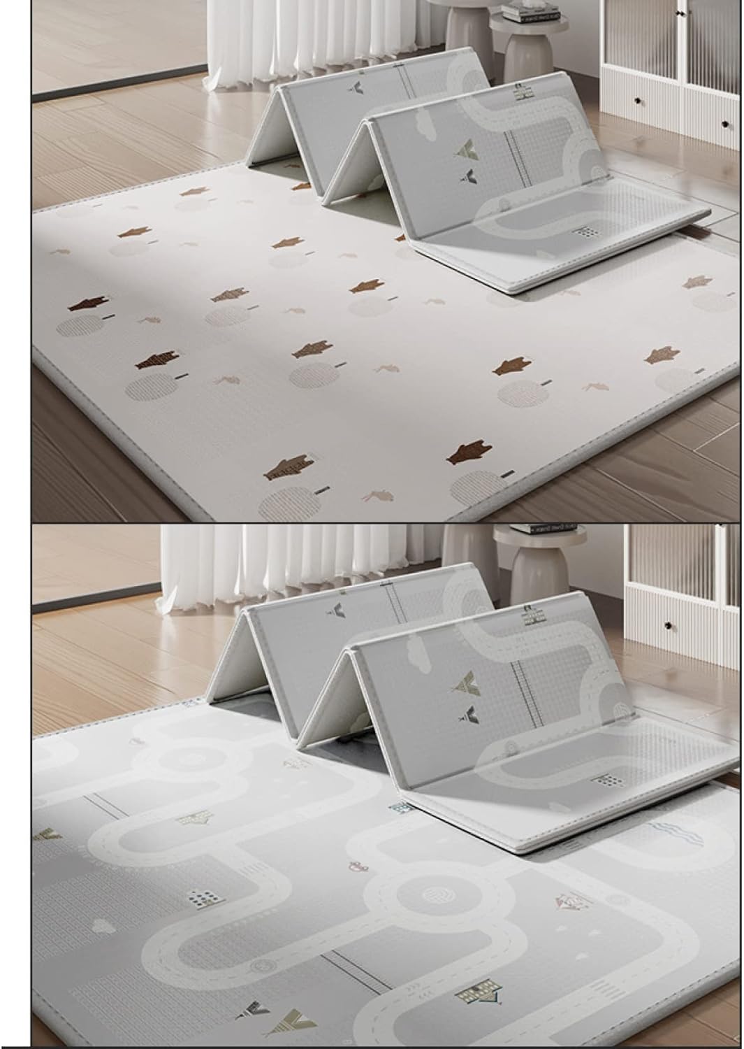 ベビープレイマット 150*180*2cm 折り畳み式 両面使用可 防水 防音 ジョイントマット 赤ちゃん キッズ用プレイマット シンプル おしゃれ 衝撃緩和 安全 無毒 無味 出産祝い ルームマット