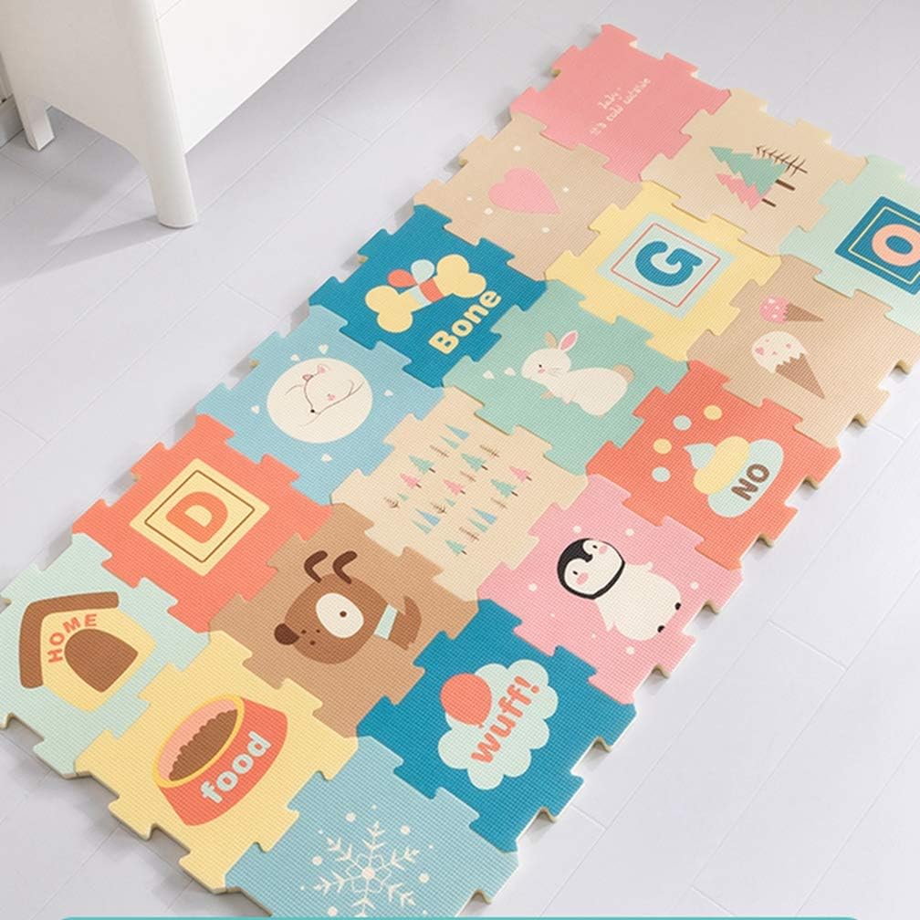パズルマット ジョイントマット 18枚セット 30cm×厚み2cm 赤ちゃん ベビー フロアマット 床暖房対応 知育 絵柄 両面 抗菌/エコ/洗える/防音/ケガ防止 クッションマット プレイマット か