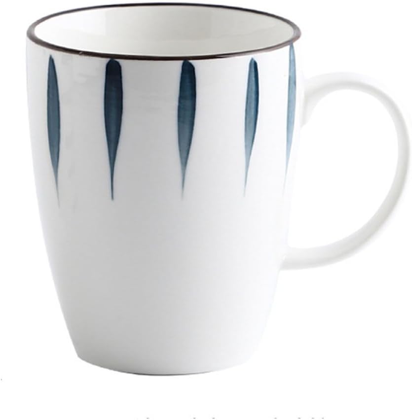 マグカップ ブルーと白のしましま模様ストライプ おうちカフェでミルクティーやカフェオレにぴったり ..