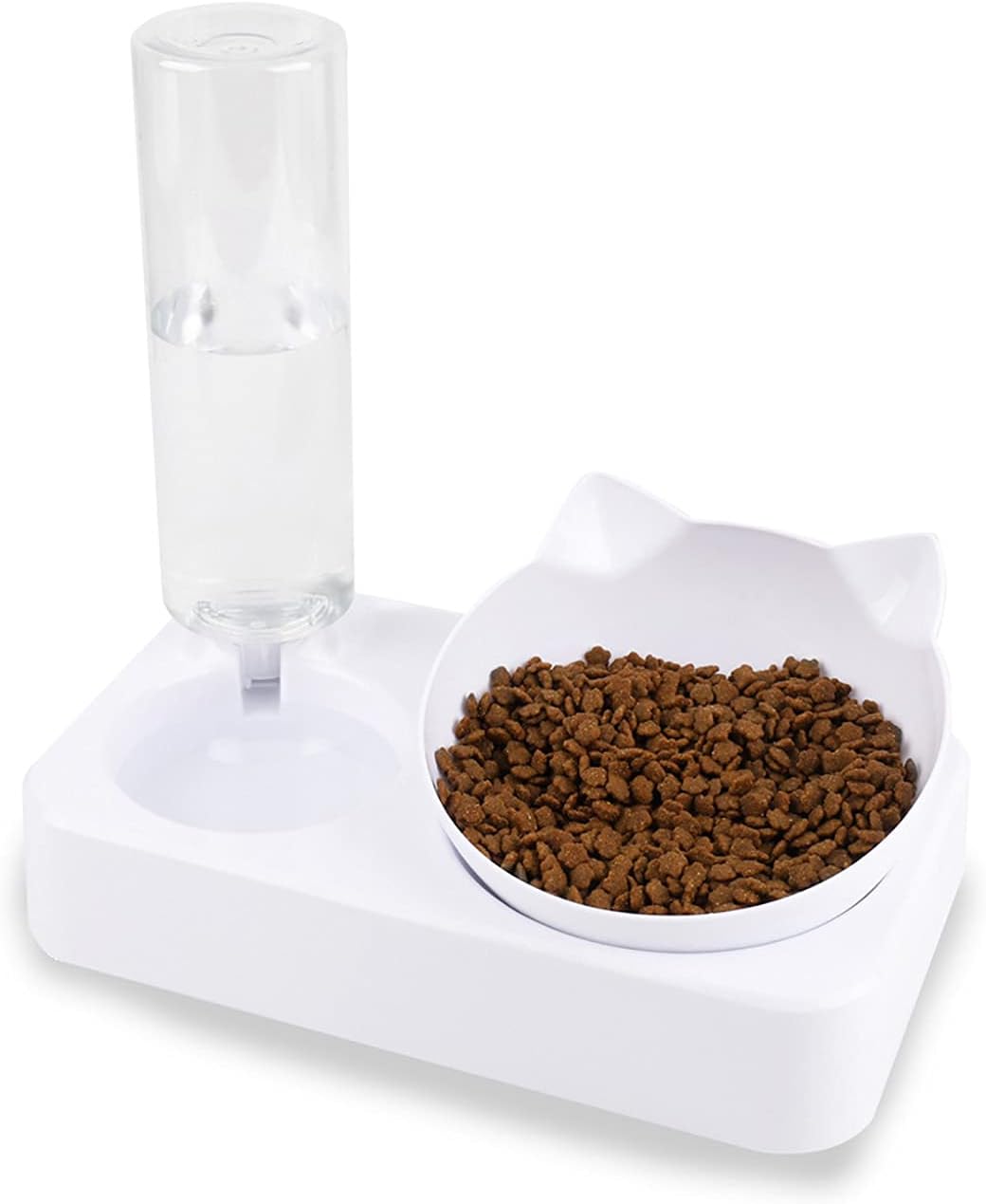 ペット ボウル ウォーターボトル えさ入れ プラスチックフードボウル 自動給水 脊椎保護 猫用食器 ごは..