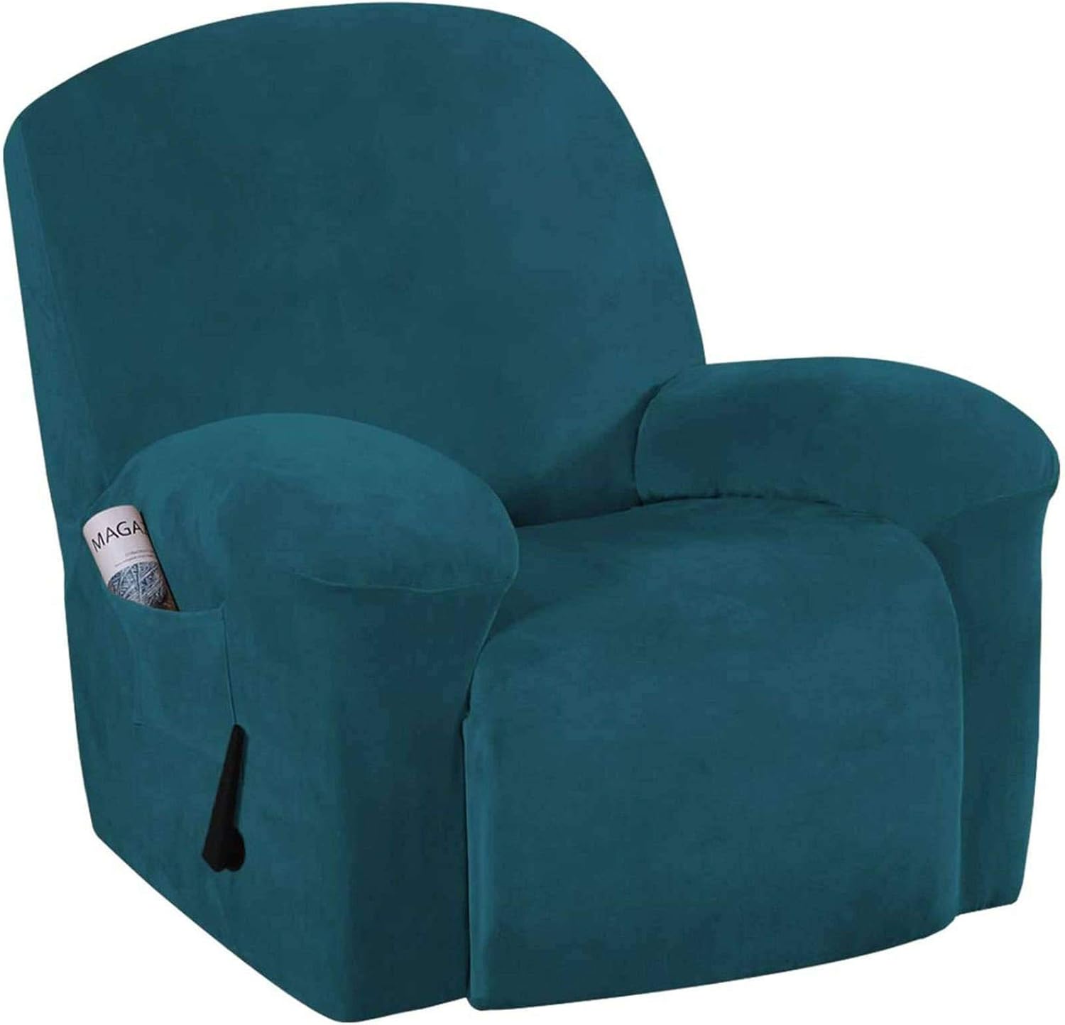 ストレッチ ベルベット リクライニングチェア ソファーカバー サイドポケット付き 1 ピース 電動リクライニングソファーカバー 柔らかい 滑り止め ソファーカバー ために キッズ ペット-ブルーB