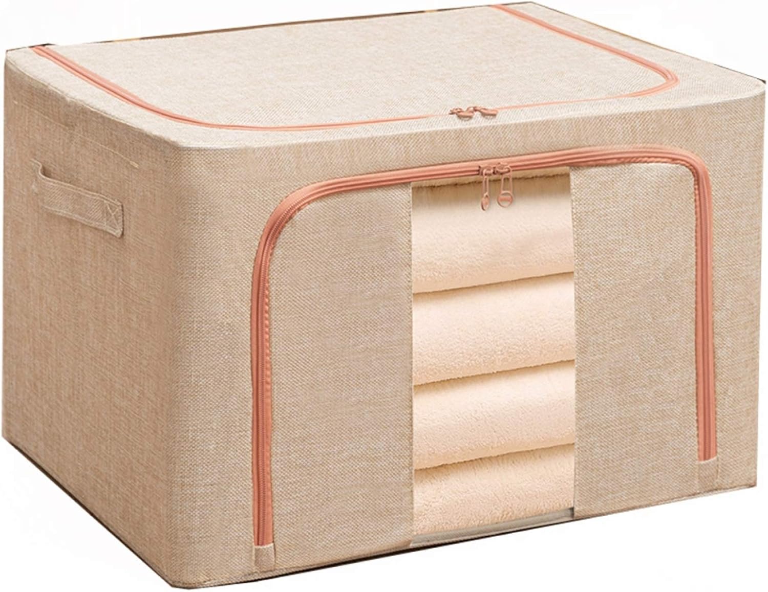 衣類収納ケース 透明窓付 ふた付き 持ち手 大容量 2個組 4個組 3個組 収納ボックス 折折り畳む式 かわいい 綿麻製 折り畳み 防塵 収納バスケット 衣類 おもちゃん おしゃれ スタイル 分類収納