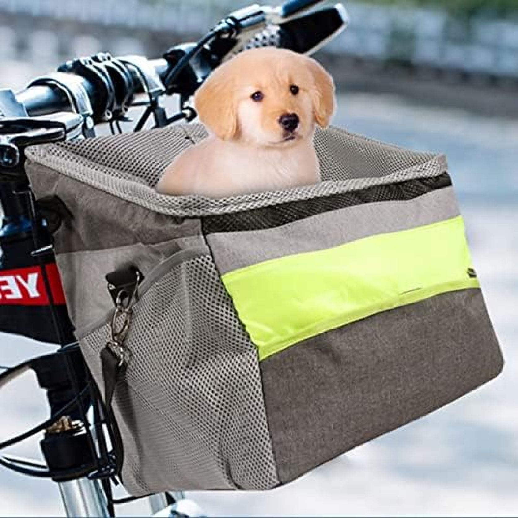 アウトドア 自転車前カゴ ペットリュック ペット キャリーバッグ ライトグレー 犬 ...