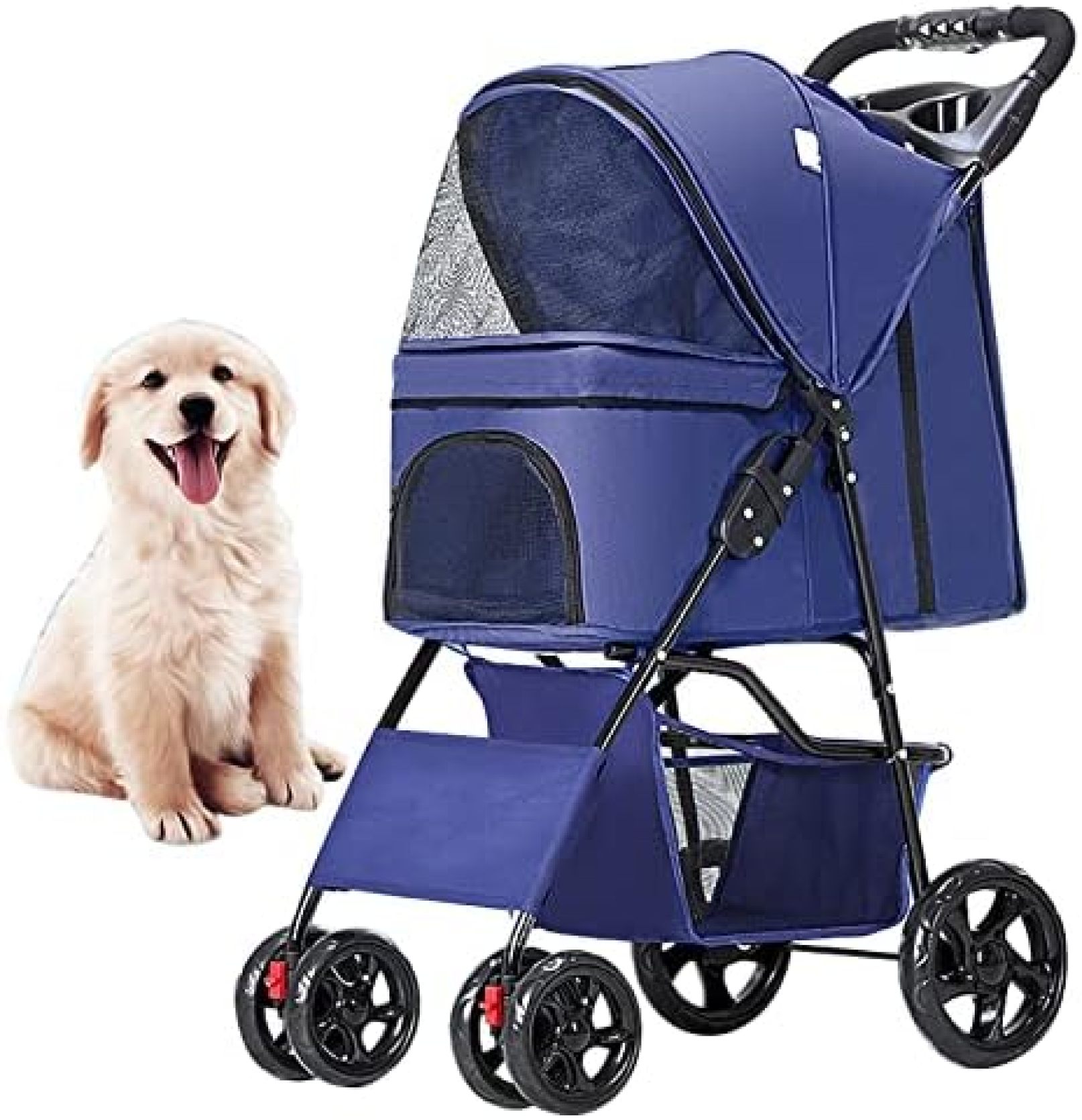 　　　 ◆◇◆売れている秘密◆◇◆ 【ペットカート仕様】：展開サイズ：長さ70cm 幅45cm 高さ100cm 本体重量：6KG 耐荷重：15KG以内、折りたたみサイズ：長さ80cm 幅45cm 高さ20cm、 材質 ?フレーム：鉄 ?生地：600D オックスフォードポリエステル 輪材質：EVA。 【快適な通気性】表裏3方向から空気を取り入れる優れた通気性！ペットを安全に運ぶことができます。 【安心の高い安全性】振動を吸収するEVA素材の車輪やリード付きの飛び出し防止機能で、安定してペットを運ぶことができます。 【便利な収納スペース多数】ペットボトルホルダーや小物入れ用トレイ、巨大バスケットなど、便利な収納スペースが豊富に付属しています。 【多彩な用途】お散歩、買い物、旅行など幅広いシーンで活躍！使い勝手の良いペットカートは、ペットとの楽しい時間をサポートします。 　　　◆◇◆注意事項◆◇◆ご覧のモニターの環境、撮影環境により実物と色味が異なって見える場合がございます。湿った状態で他のものと擦り合わせると色が移る恐れがあります。濃色品の洗濯時は、白色、淡色と分けて洗ってください。説明 "超軽量で360°回転する犬用ベビーカー - 小型犬から中型犬まで最適、耐水性レインカバー付き - 通気性抜群、旅行や通院に最適な防災対策アイテム！"【ペットカート仕様】：展開サイズ：長さ70cm 幅45cm 高さ100cm 本体重量：6KG 耐荷重：15KG以内、折りたたみサイズ：長さ80cm 幅45cm 高さ20cm、 材質 ?フレーム：鉄 ?生地：600D オックスフォードポリエステル 輪材質：EVA。 【快適通気】：メッシュ生地が通気性に優れ、虫の侵入を防ぎながら、ペットに快適な空間を提供します。 【安全性抜群】：EVA素材の車輪は振動を吸収し、360°回転可能な前輪で安定した乗り心地を実現。安心してお散歩が楽しめます。 【収納便利】：ベビーカートの上部には小物入れ用トレイやペットボトルホルダー、下部には巨大バスケットが付属。身の回り品やペット用品を収納できます。 【機能充実】：展開時のサイズや耐荷重、折りたたみサイズなど、使い勝手を考えた設計。お出かけやお買い物に便利なアイテムです。