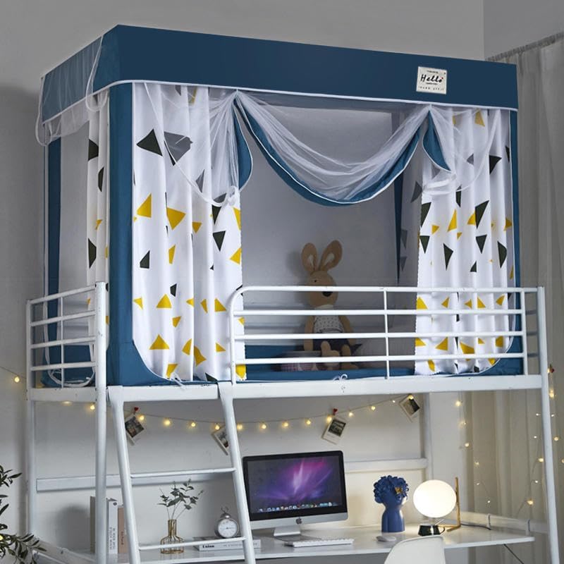 蚊帳 学生寮 室内カーテン シングルベッド、上段と下段蚊帳 テント プライバシーテント、通気性防塵シ..