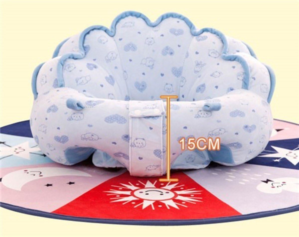 座布団 ベビーソファー 子供用座布団 クッション 安全 座り練習 布座布団 シートクッション 椅子用座布団 ファブリック 丸型 寒さ対策 座蒲団 円形 洗える (ブルー)