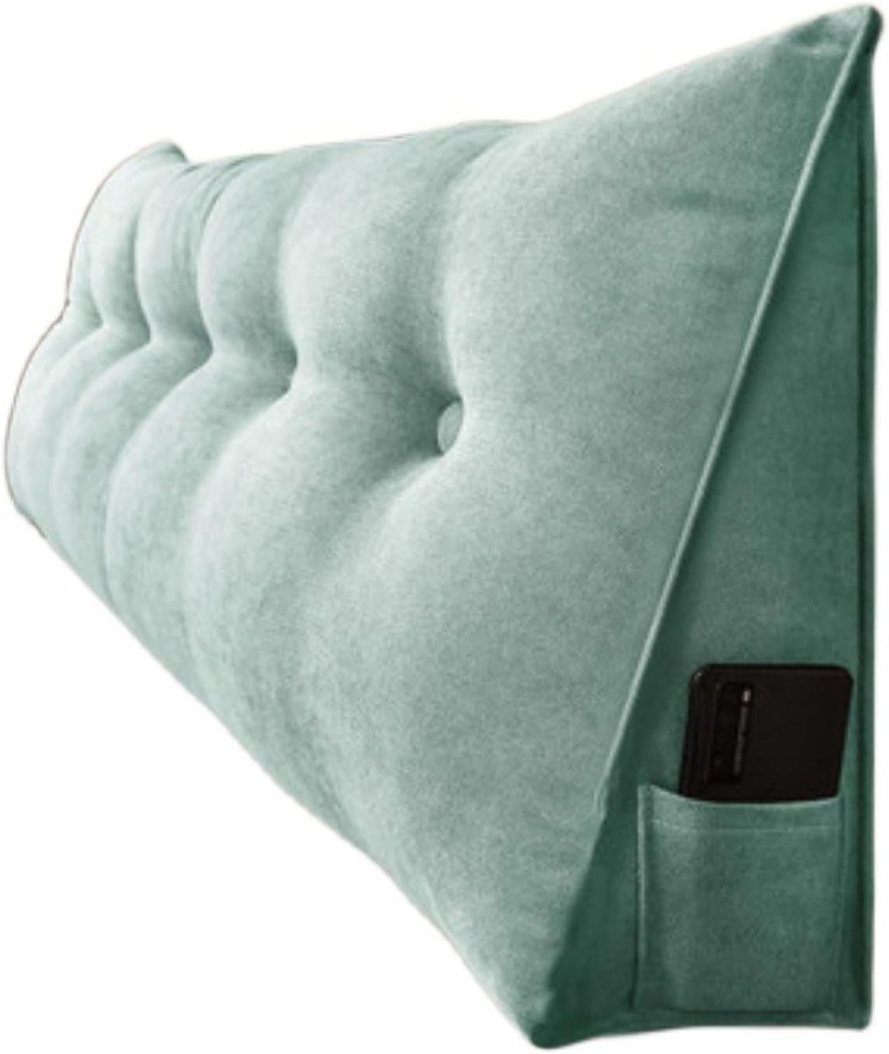 背もたれ 腰用クッション リラックス ソフト ゲームクッション 読書用 座布団 大きい 高くする まくら シンプル パール綿 枕 ゴロ寝 一人暮らし グリーン 三角形 150*50*20cm 三角クッ