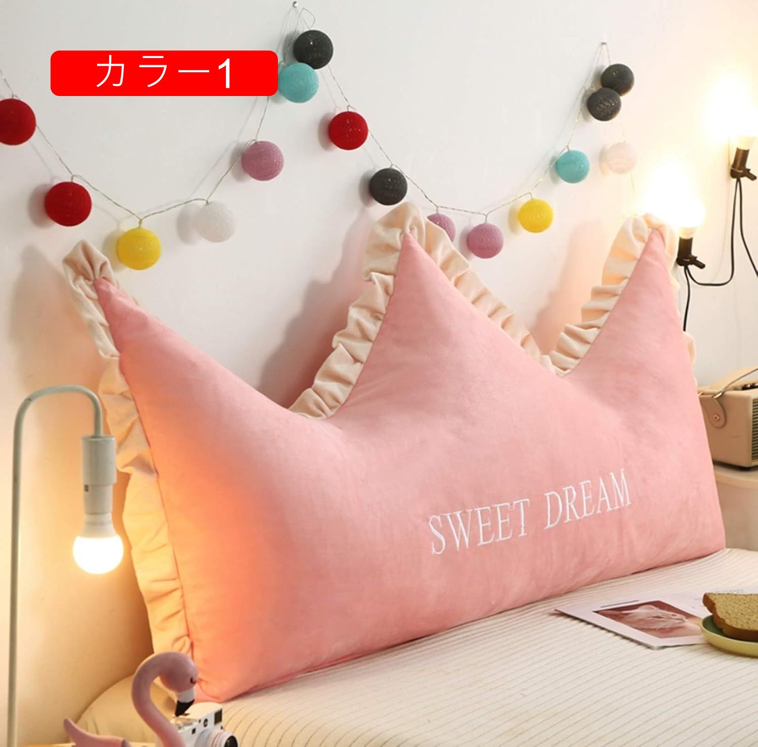 ベッド ヘッドボード カラー1 クッション フリル 150*80cm クッション 読書枕 ベッド ウェッジ 背もたれ ヘッドボード 背もたれサポート 読書 リラックス テレビ鑑賞用ウェッジ枕 ヘッドボ [2]