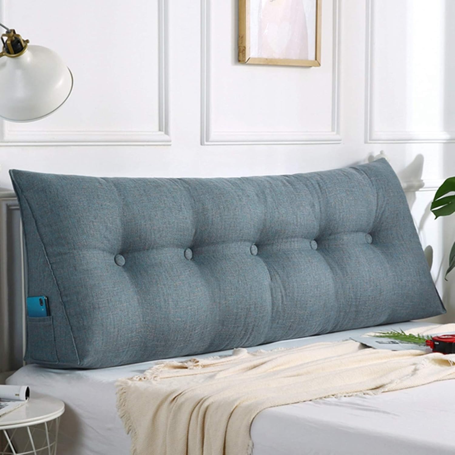 ソファベッド 大きめ 150*50*20 ソフト布張りヘッドボード入り タイプ ウェッジクッション ベッド背も..