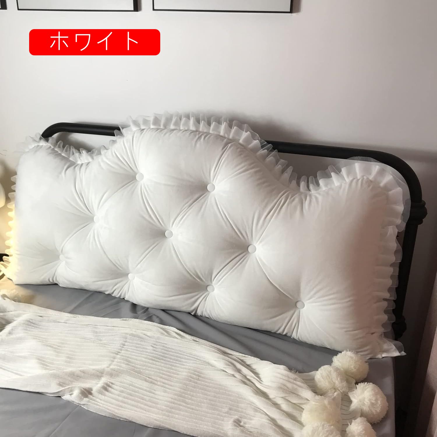 三角枕 ベッドクッション 背当てクッション ソフト リラックス ヘッドボードクッション ウェッジクッション 無地 ふわふわ 姫系 PPコットン ホワイト リーディングピロー 寮の客室用 ソファ上 15 [2]