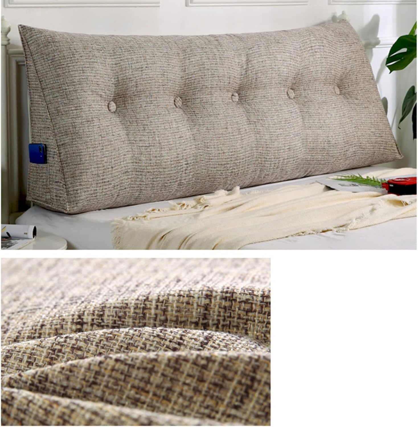 背もたれクッション ベッド クッション 大きい 200*50*20cm ソファー 背当てクッション 腰枕 背中 仮眠用 三角形 クッション ベッドの上 ウエッジ 枕 まくら ブラック グレーC 150 [2]