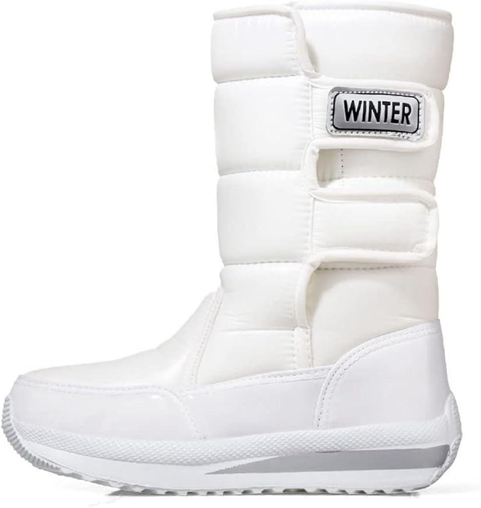 楽天大森麗萱光沢感スノーブーツアウトドアシューズレディースベルクロマジックテープ保温性防寒撥水性防水加工厚底低反発耐磨耗滑り止めカジュアルスポーツミドル丈ウィンターシューズあったか