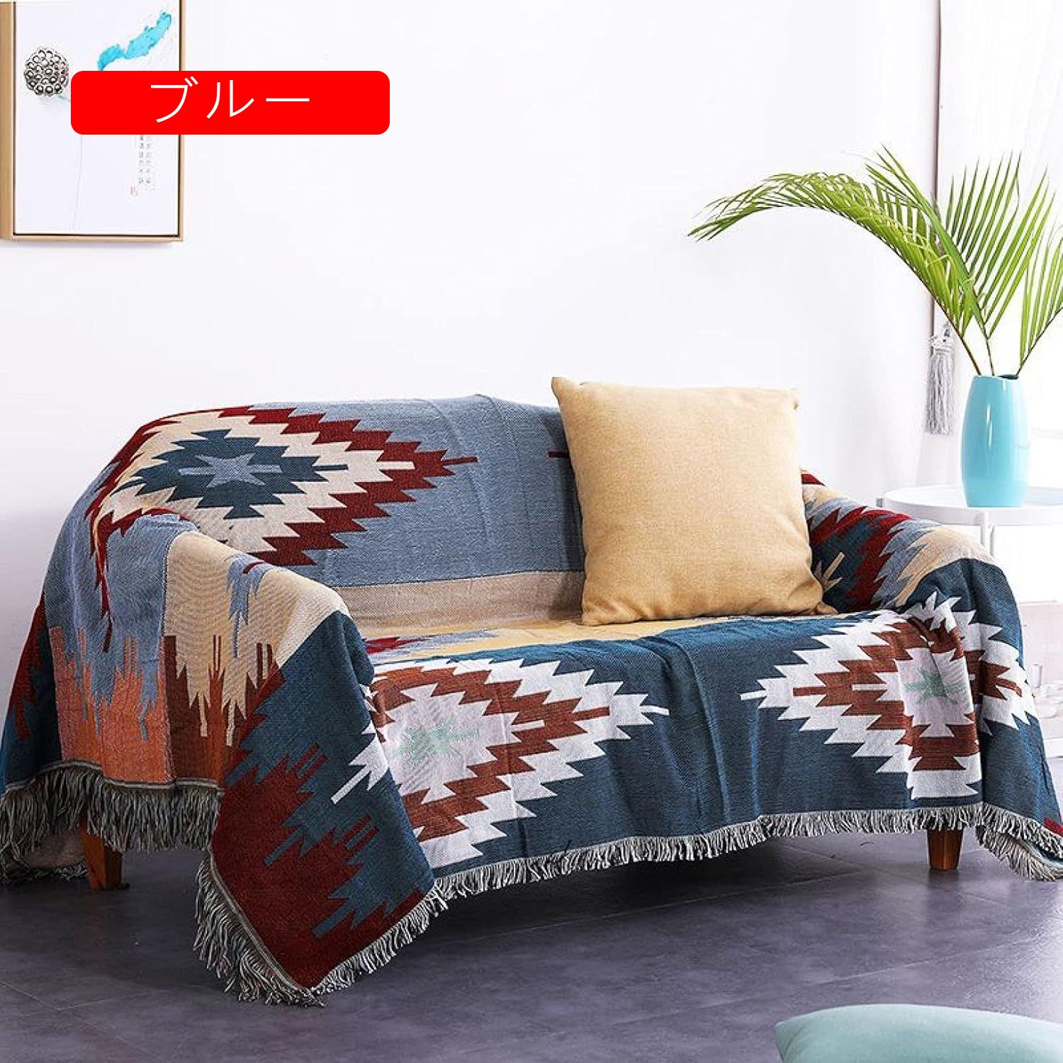 マルチカバー 北欧風 ソファカバー ブランケット ソファーマット おしゃれ フリンジ付き 2人掛け 綿製品 毛布 ネイティブ テーブルクロス 130*160cm テーブル掛け枚 バスマット テーブル [3]