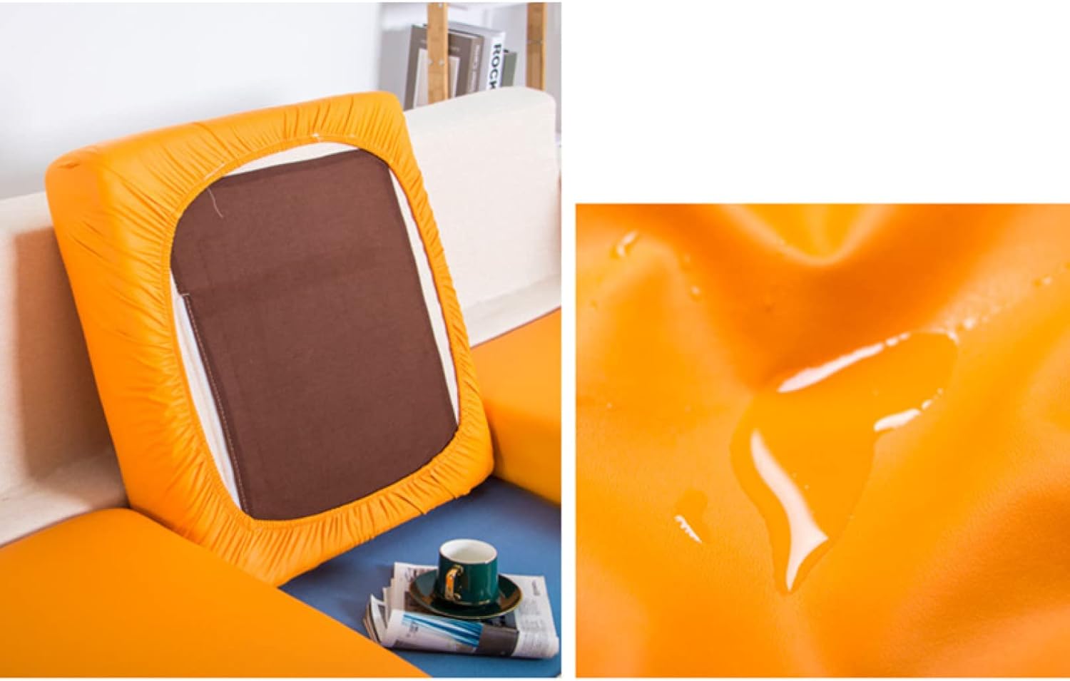 ソファーカバー レザー調 肘なし 肘無し A 北欧 おしゃれ 洗える ウォッシャブル カラー キズ防止 汚れ防止 防水 ソファー保護 伸縮素材 ストレッチ ズレない 合皮 合成皮革 レザー 防塵用 ソ [2]