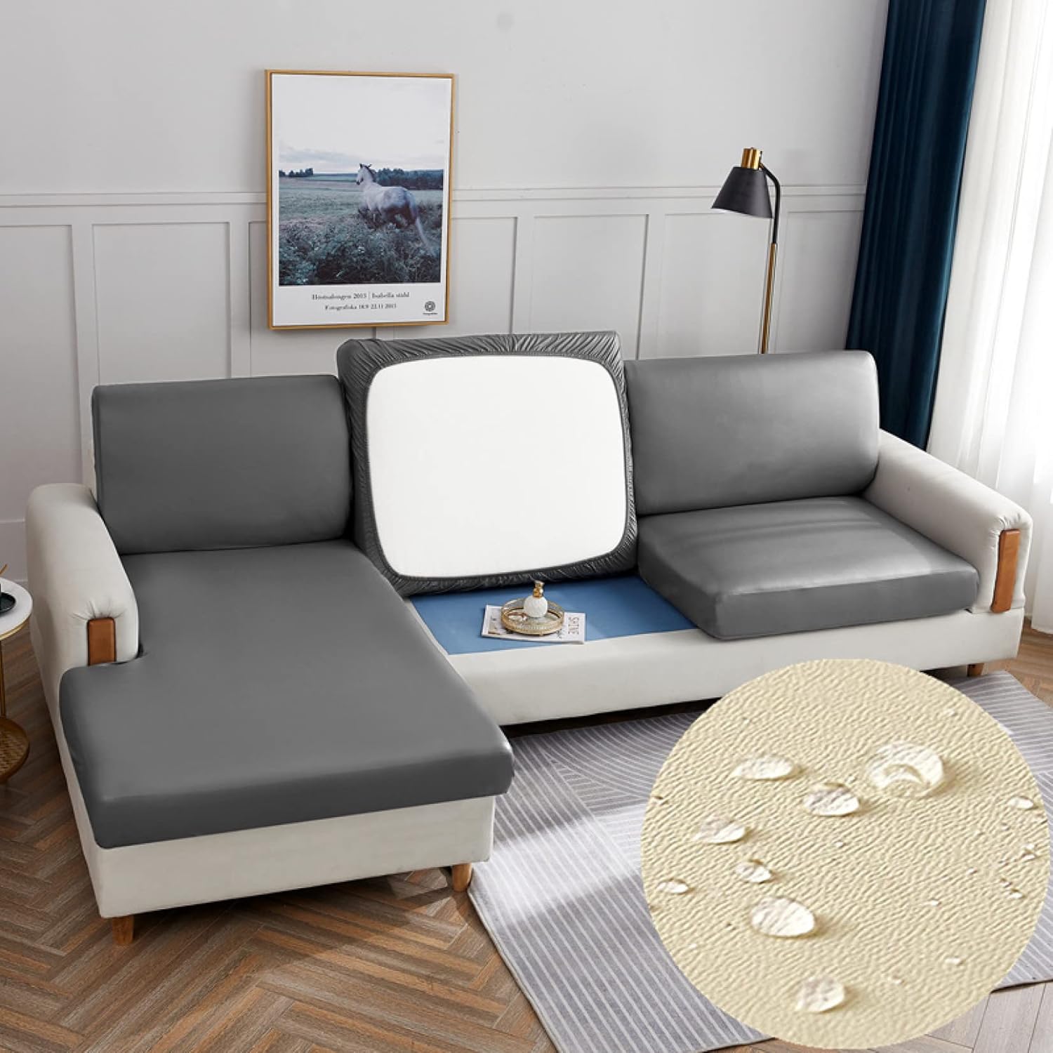 ソファーベッド カバー N 2人掛け ストレッチ 3人掛け 肘なし ソファー座面カバー 北欧 かけるだけ 伸びる 二人掛け カラー 三人掛け フィットカバー ストレッチ性 シンプル キズ防止 汚れ防止 [3]