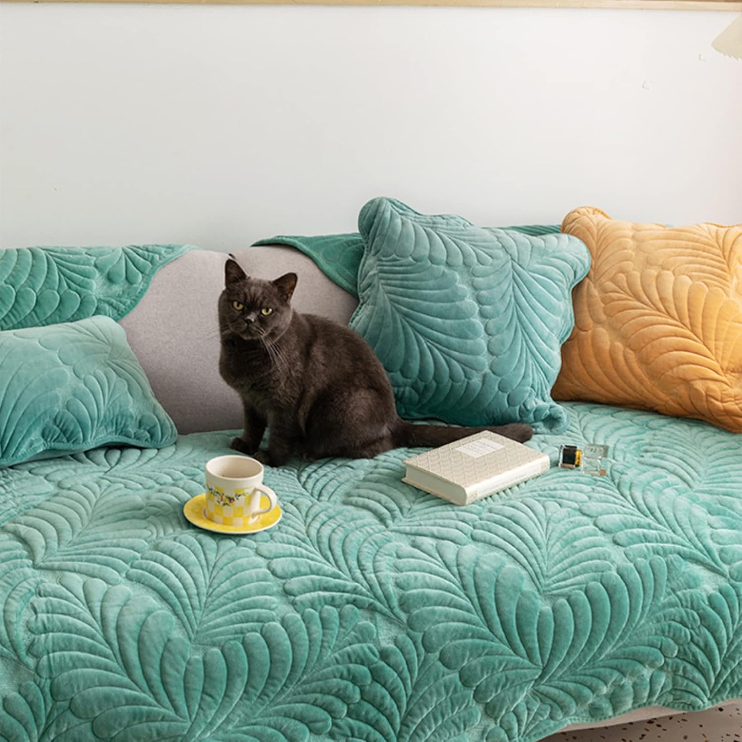 北欧 ソファー カバー マルチカバー 一人掛け用 秋冬 ふわふわ かけ布 A45*45 シンプル ベージュ ソファカバー 3人掛け 肘付き あったか 表面凹凸加工 フランネル生地 マルチ ソファー保護 [2]