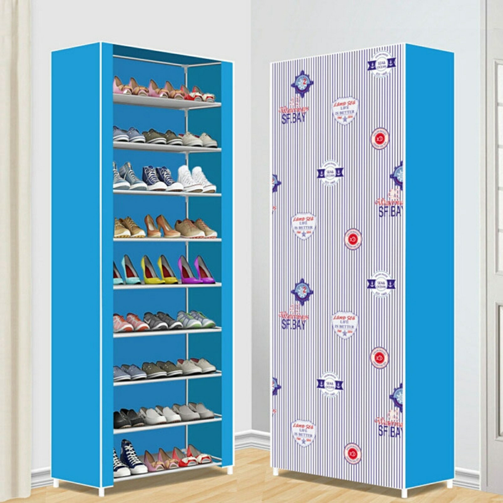 シューズラック カバー付き 下駄箱 組み立て式 靴収納 大容量 玄関収納@立3 シューズラック 防塵カバー付き 簡易靴棚 下駄箱 省スペース