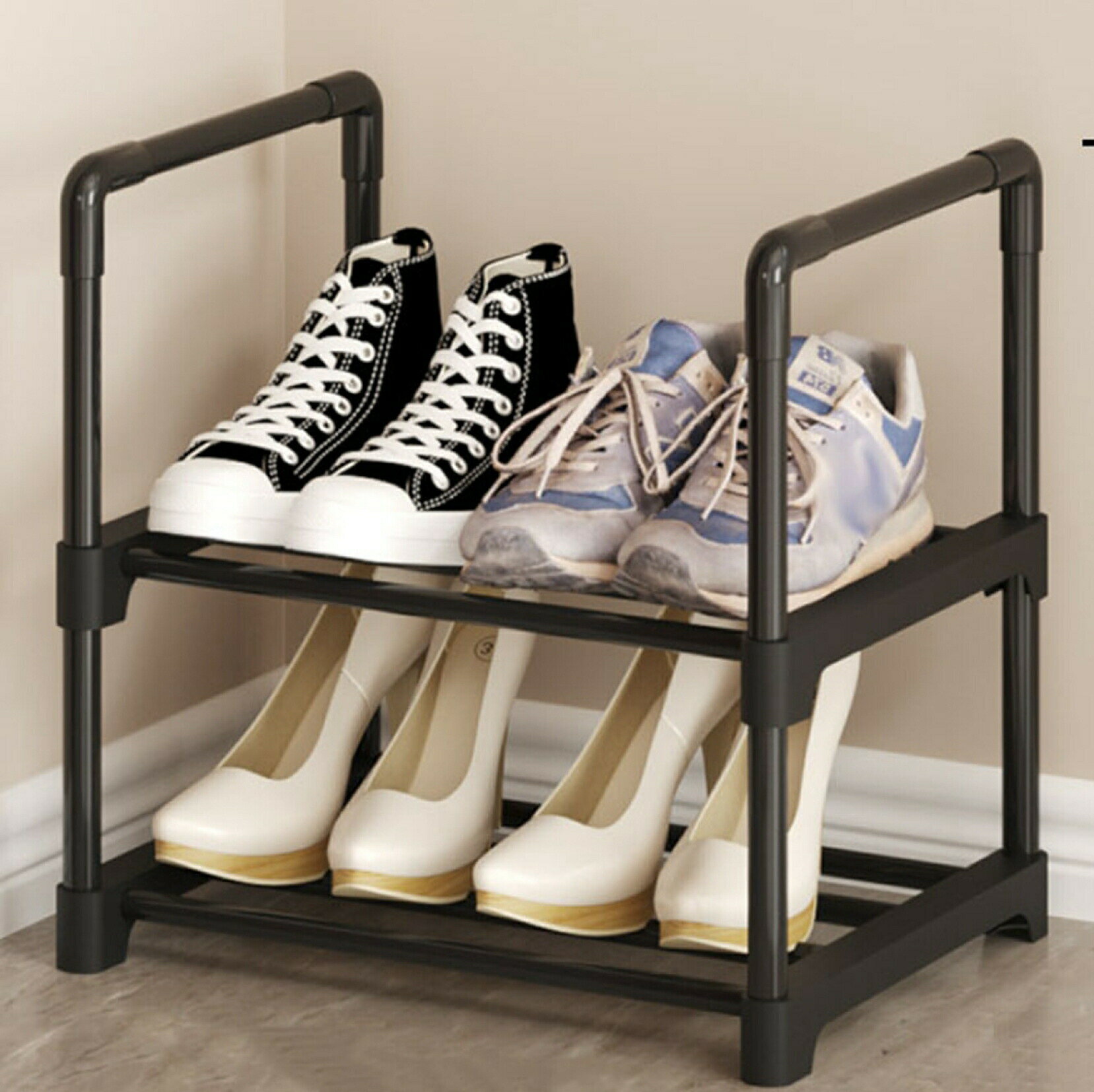 シューズラック 靴収納 靴箱 金属製 収納棚 隙間収納 下駄箱 シューズ棚 組み立て式 省スペース 靴棚 ..