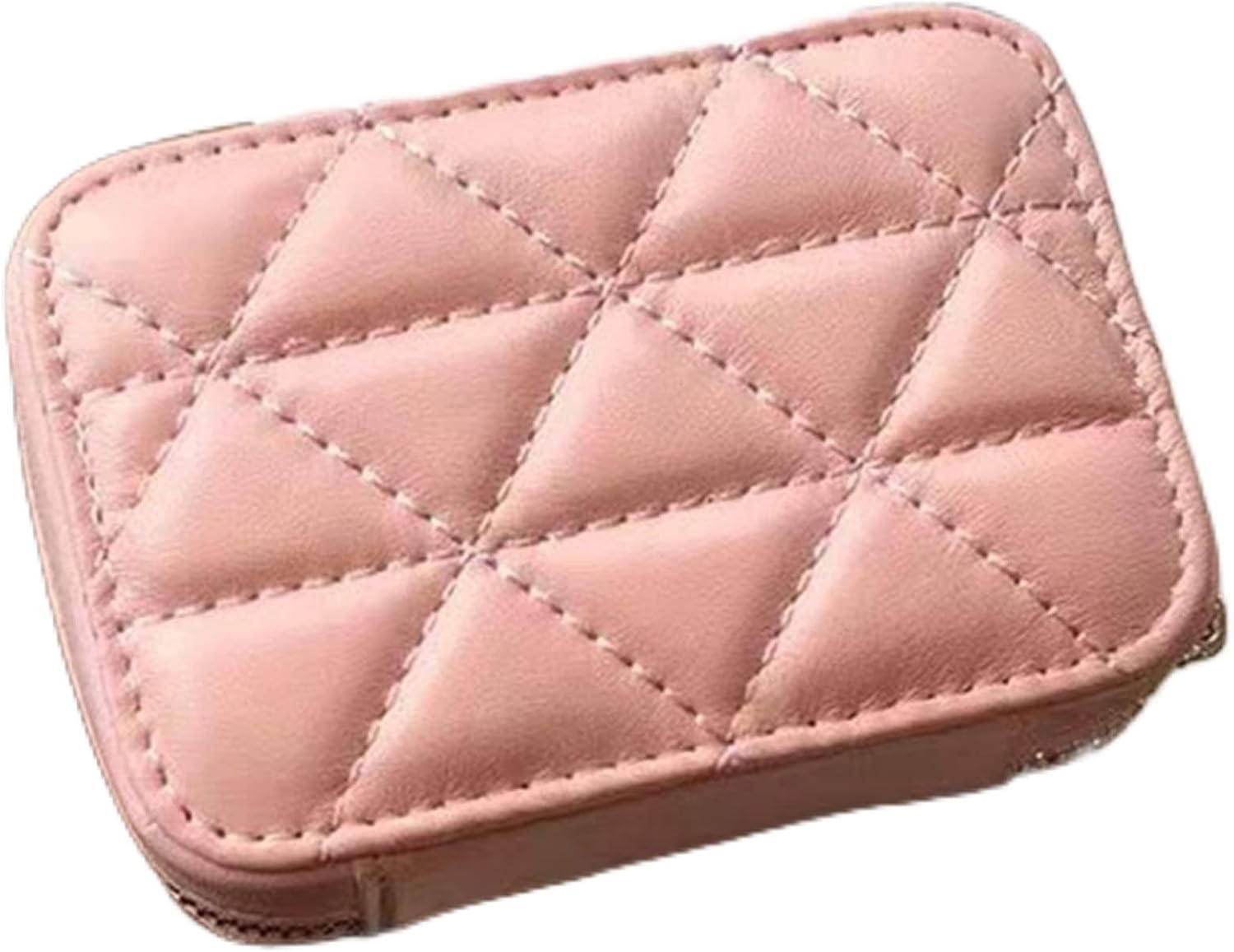 コスメバッグ 鏡付き レザー 本革 ミニ 口紅入れ アーガイル柄 ミラー メイク収納ポーチ 化粧品収納 コンパクト メイクバッグ 高級 トラベルポーチ 化粧ポー...