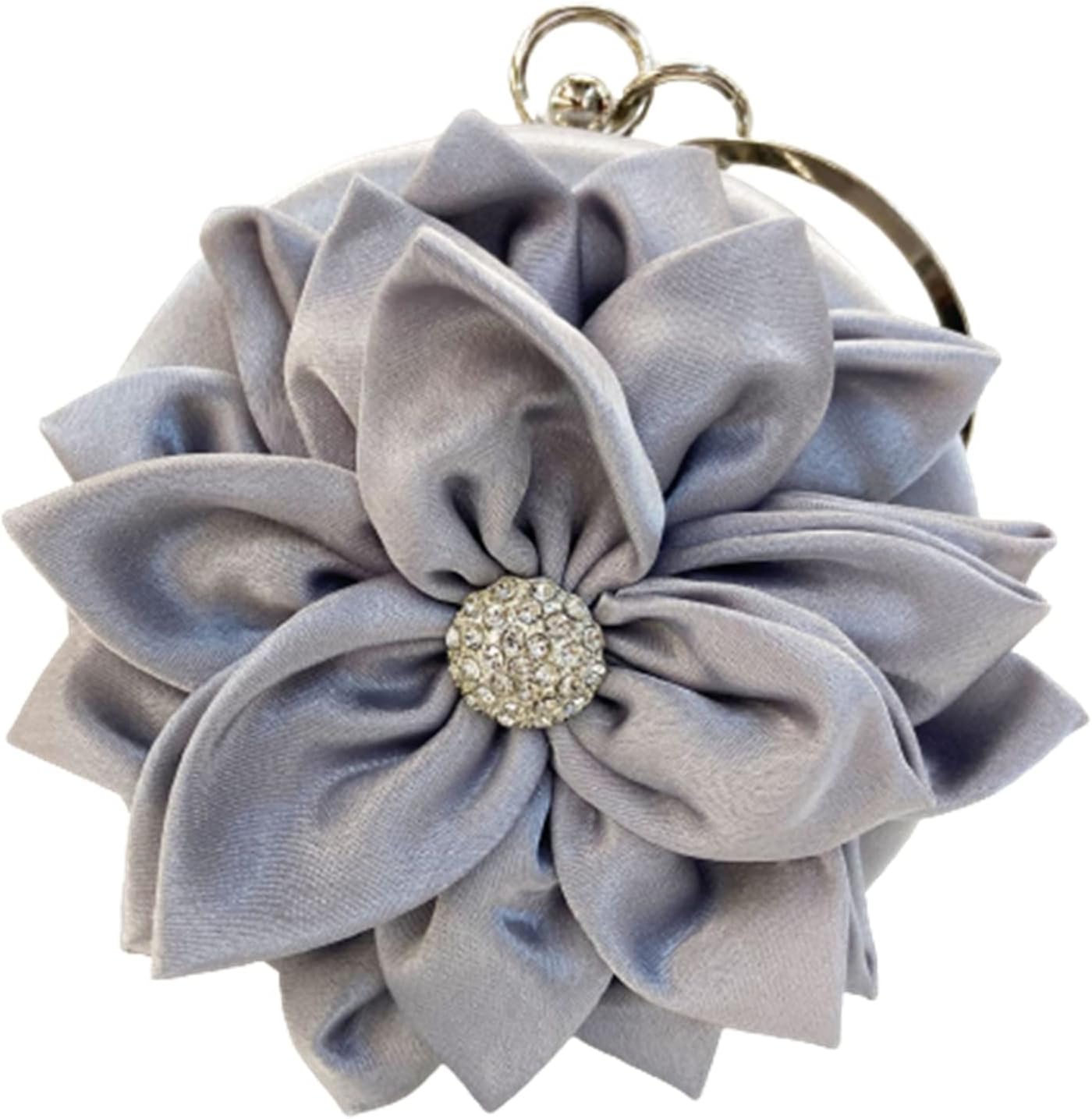 パーティーバッグ 手作りの花 レトロ 3way ハンドバッグ サテン ショルダーバッグ 手持ちバッグ 斜めバッグ レディース かわいい ファッション デート 結婚式 演奏会 成人式 丸い イブニングバ