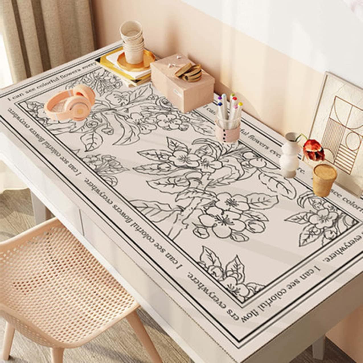 テーブルクロス 撥水 様式 テーブルカバー 食卓カバー ビニール 花柄 80*140cm 田園風 おしゃれ 北欧 お手入れ簡単 防水 防油 防カビ 撥水加工 速乾 汚れ防止 長方形 多用途 長机用 お