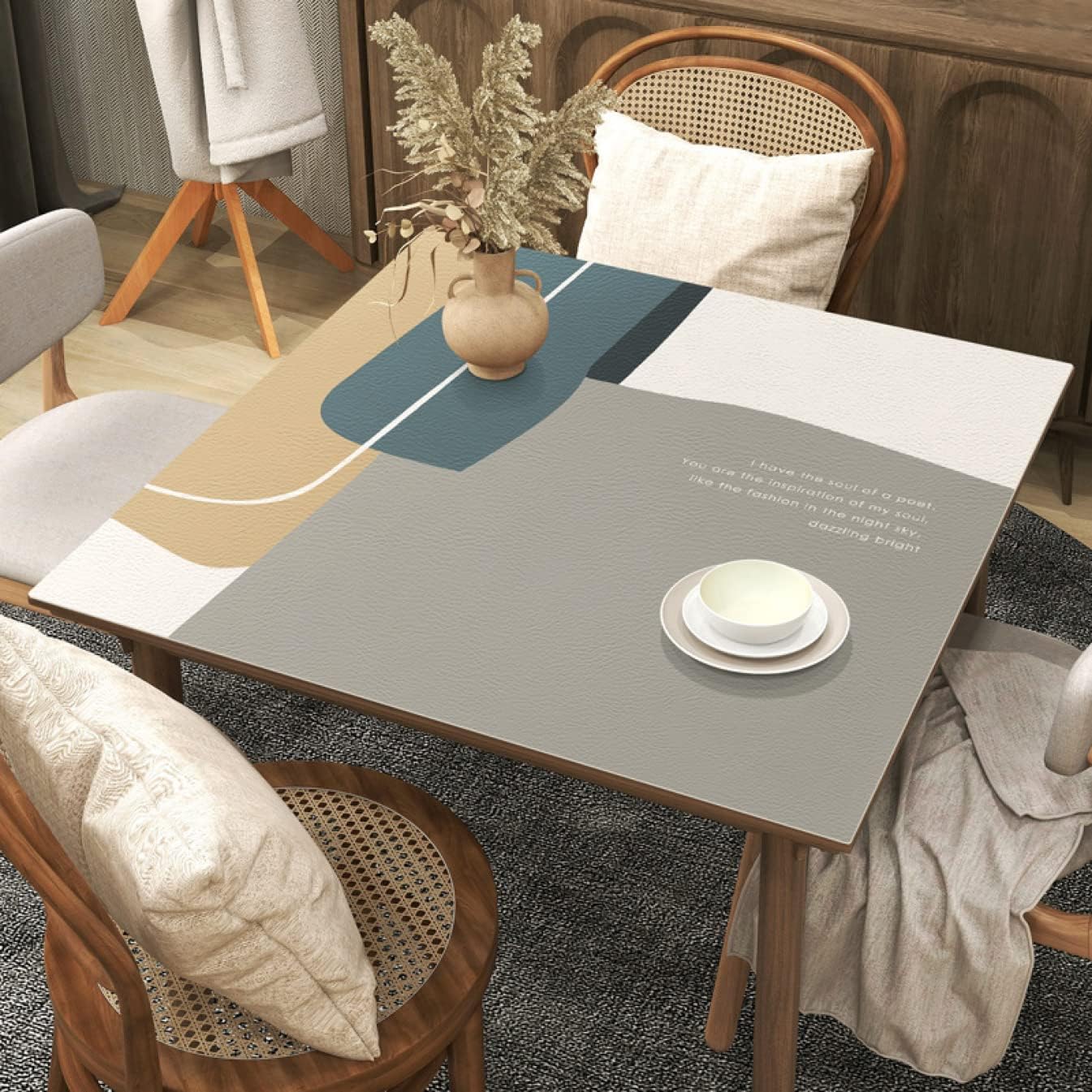 北欧風 テーブルクロス テーブルカバー カラー 撥水 120*120cm PUレザー 北欧風 ずれにくい 汚れ防止 手入れ簡単 ダイニングテーブル 正方形 ナチュラル 多用途テーブルマット オールシー