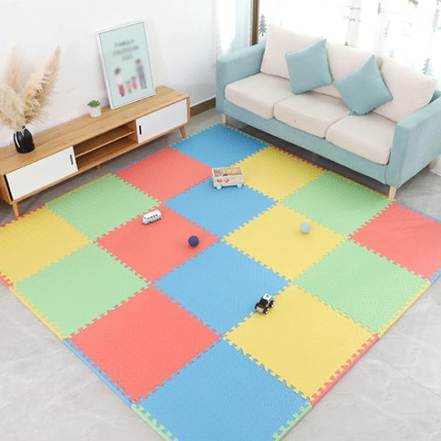 ジョイントマット フロアマット プレイマット 大判 ルームマット 60*60*1.0*16 パズルマット キッズ ベ..