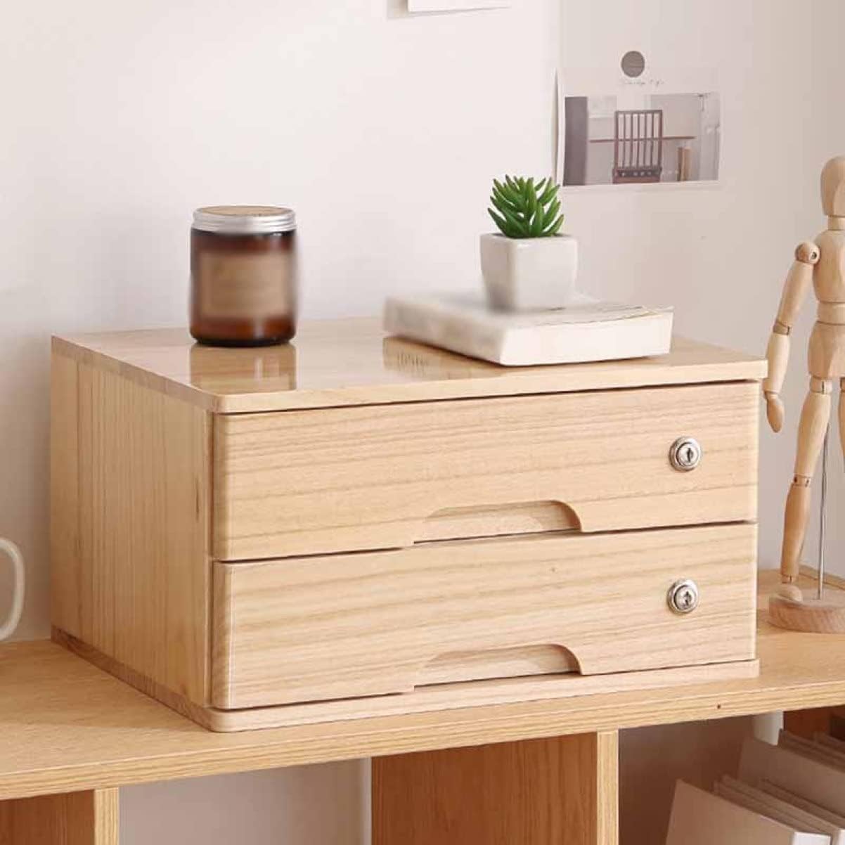 楽天大森麗萱鍵付き 小物チェスト スタイル4 収納ボックス メイクボックス 木製 大容量 小物収納 コスメボックス 卓上 小物入れ 小物収納 引き出し 文房具 40*30*12cm 収納 卓上収納ボックス 引き出