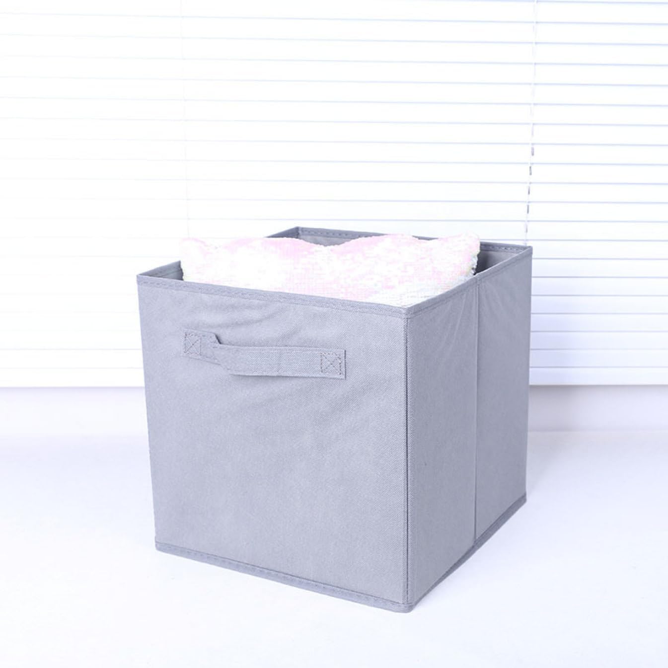 収納ボックス 収納バスケット 収納かご 1個入り 取っ手付き ふた無し 折りたたみ グレー2 大容量 収納ケース おしゃれ 布製 多機能 服/小物/衣類/CD/DVD/マンガ/書類/おもちゃ収納 クロ