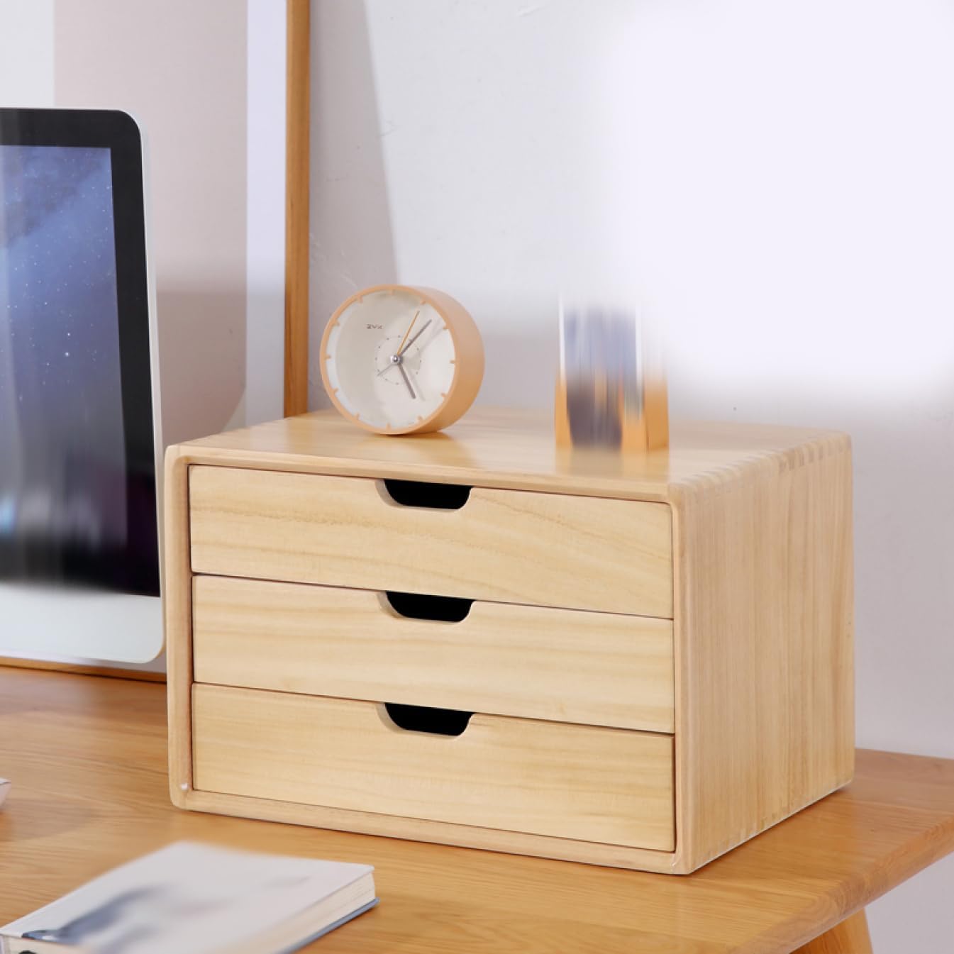 小物チェスト 収納ケース 引き出し 木製 スタイル4 大容量 オフィス収納 A4対応 新聞 雑誌 35*26*30cm ..