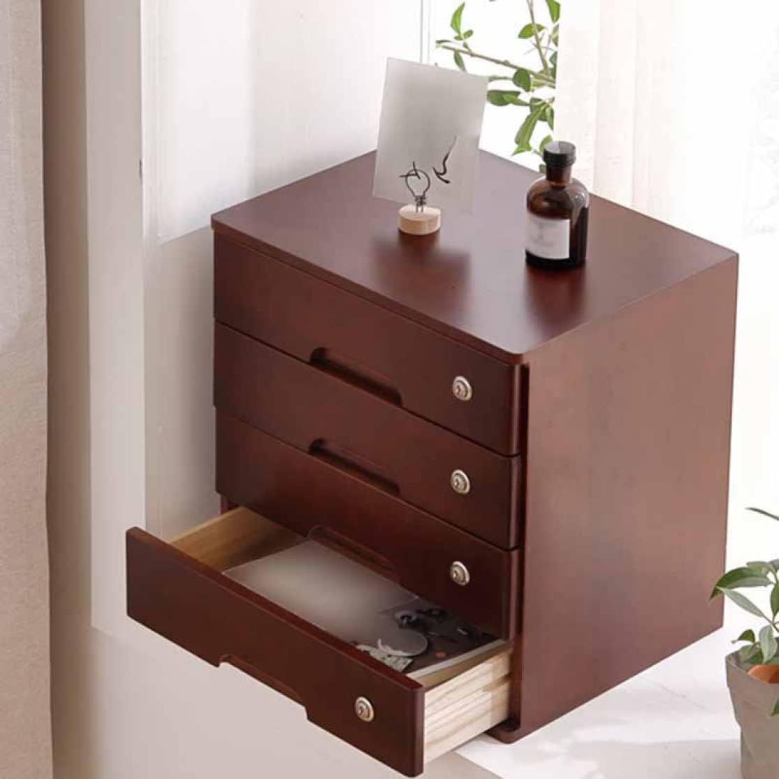 大森麗萱の鍵付き 小物チェスト 引き出し 木目 小物収納 デスク上置棚 40*30*22cm 木製 1段 2段 3段 ヴィンテージ風 机上台 机上収納 ノートパソコン台 pcモニタースタンド レターケース スタ｜アングル3