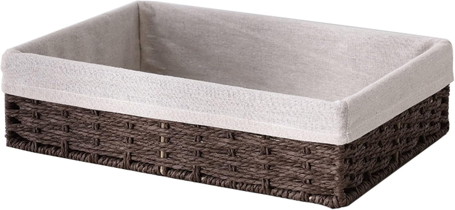 収納ボックス 持ち手付き 田園風 浅型 収納バスケット ラタンかご インテリア収納 取り出ししやすい 型..