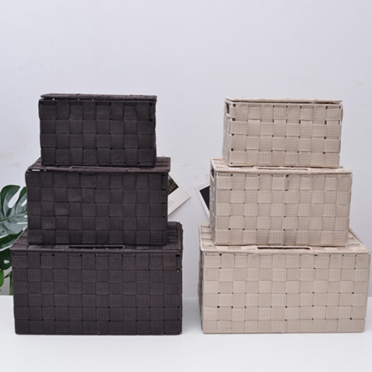 大森麗萱のかご バスケット L 収納用品 ふた付き 蓋付き カゴ 収納かご 収納バスケット 収納ボックス 荷物 おもちゃ収納 雑貨収納 衣類収納 小物入れ ケース 蓋付きバスケット おしゃれ 北欧 シェルフバス｜アングル3