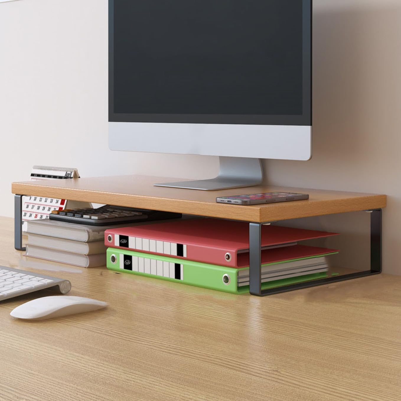 モニターラック モニター台 木製 モニターラック パソコン台 机上 無垢 キーボード収納 おしゃれ 机上..