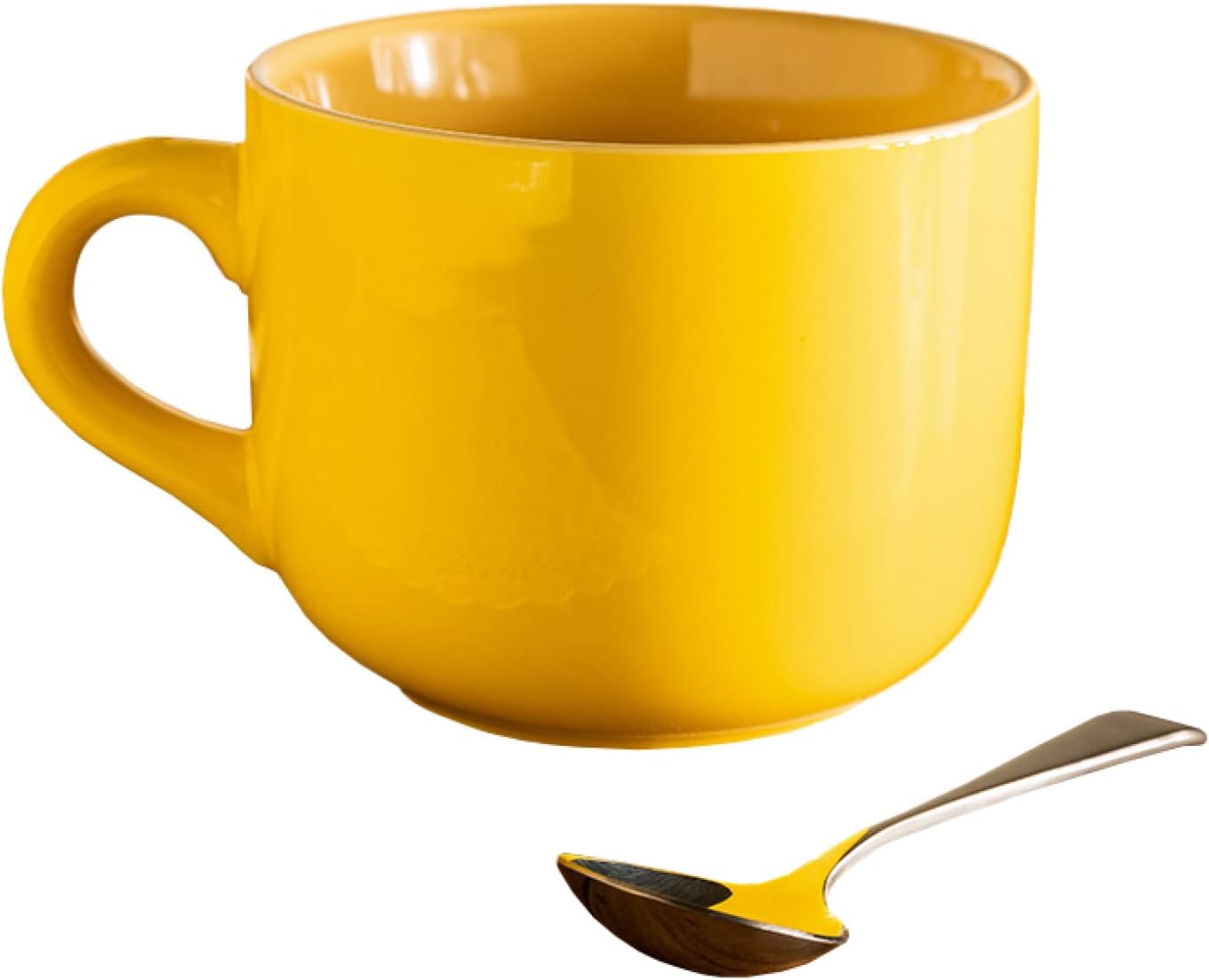 マグカップ 陶器 650ml 黄色 スプーン付き クリスマス ギフト カップル ホーム オフィス コーヒーショップ 喫茶店 人気 ご夫婦 結婚記..