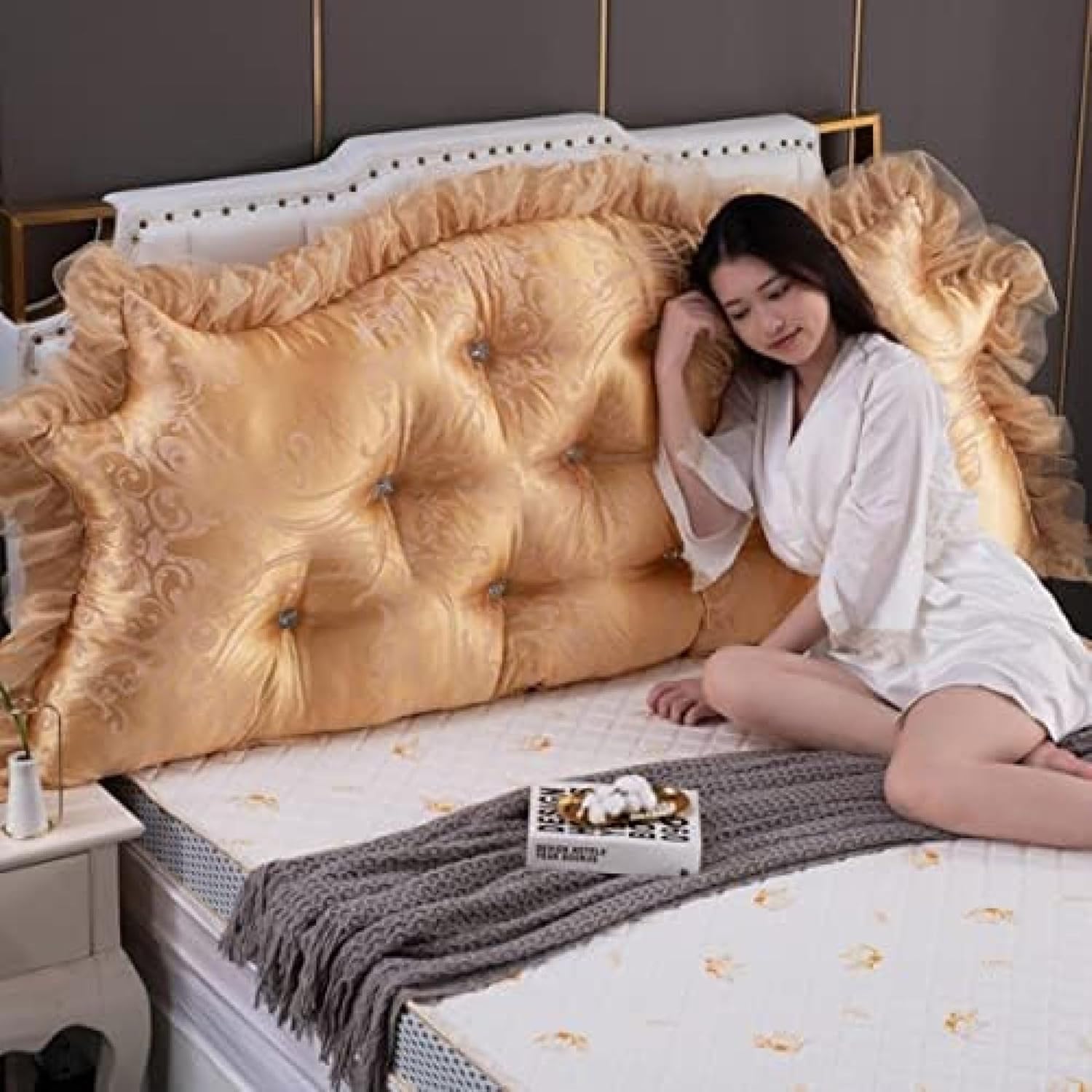 【20%OFFクーポン】三角 ウェッジ クッション ウェッジ枕 ヘッドボードベッド背もたれ 枕 洗える ベッド ウェッジ枕 三角ヘッドボードクッション 背もたれ位置サポート 北欧 ベッド読書枕カバー 1.8m シートクッショ