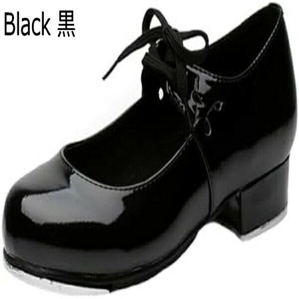 女性用タップシューズ パテントレザー ローヒール ラウンドトゥ ガール 社交ダンス