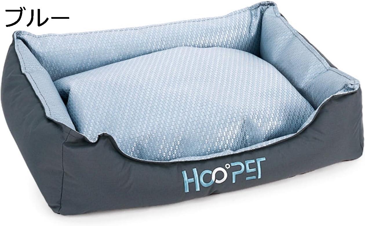 【全店通用25％OFFクーポン】ペットベッド 夏 長方形 洗える 室内 小型犬 犬ベッド 猫ベッド おしゃれ クッション ふわふわ ペットソファー 涼しい 毛がつかない 滑り止め 防水 ブルー L(90*70*25)