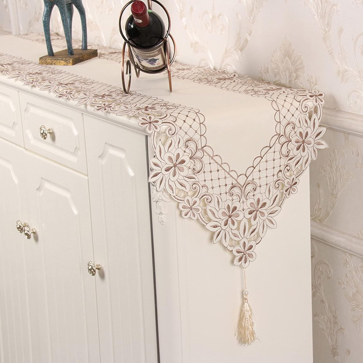 テーブルランナー タッセル付き ヨーロピアン 防塵 こぼれ防止 食卓ランナー 花柄 長方形 水洗い 食卓飾り 速乾 40*120cm 通気性 テーブルクロス シンプル 手入れ簡単 レストラン用 キッチ