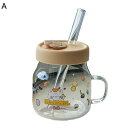 コーヒーカップ マグカップ 蓋付き 大きめサイズ 500ml 耐熱ガラス 耐冷 割れにくい 洗いやすい ティーカップ 食器 ストロー付き コーヒー お茶 牛乳 女性 学生 誕生日 プレゼント かわいい 猫 透明(3)