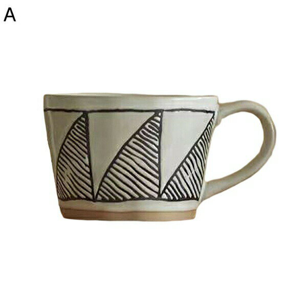 コーヒーカップ セラミック 白 幾何柄 和風 マグカップ 保温 耐熱 耐冷 電子レンジ?食洗器対応 洗いやすい 食器 ティーカップ コーヒー お茶 牛乳 カップル 新築祝い 誕生日 プレゼント 大きめ 300ml