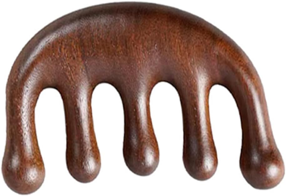 マッサージコーム 頭皮マッサージ 半月とき櫛 持ち運びに便利 檀木櫛 ヘアコーム ツボ押し 天然木製 静..