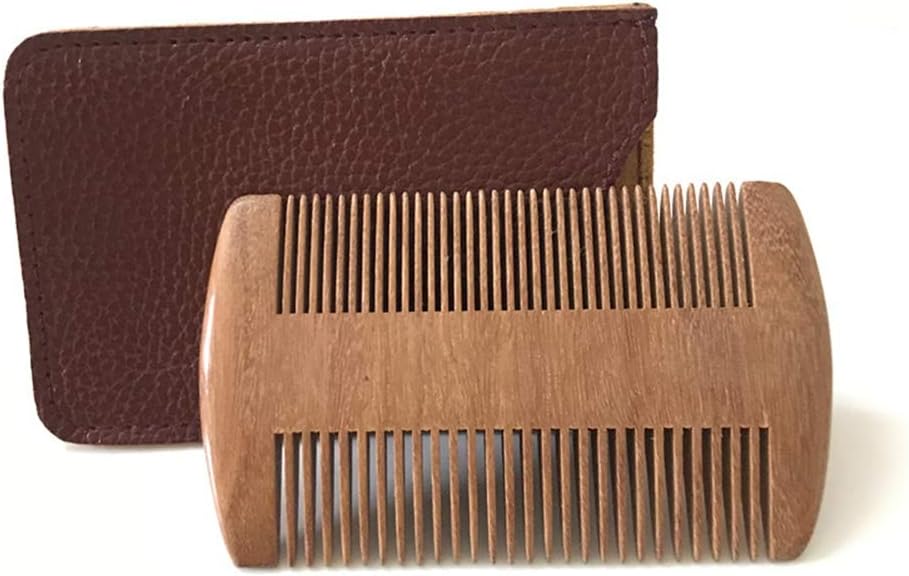 木製の髭の櫛細くて粗い歯を持つのサンダルウッドの髭の櫛-日常の持ち運びに適した静電気防止用ポケット櫛
