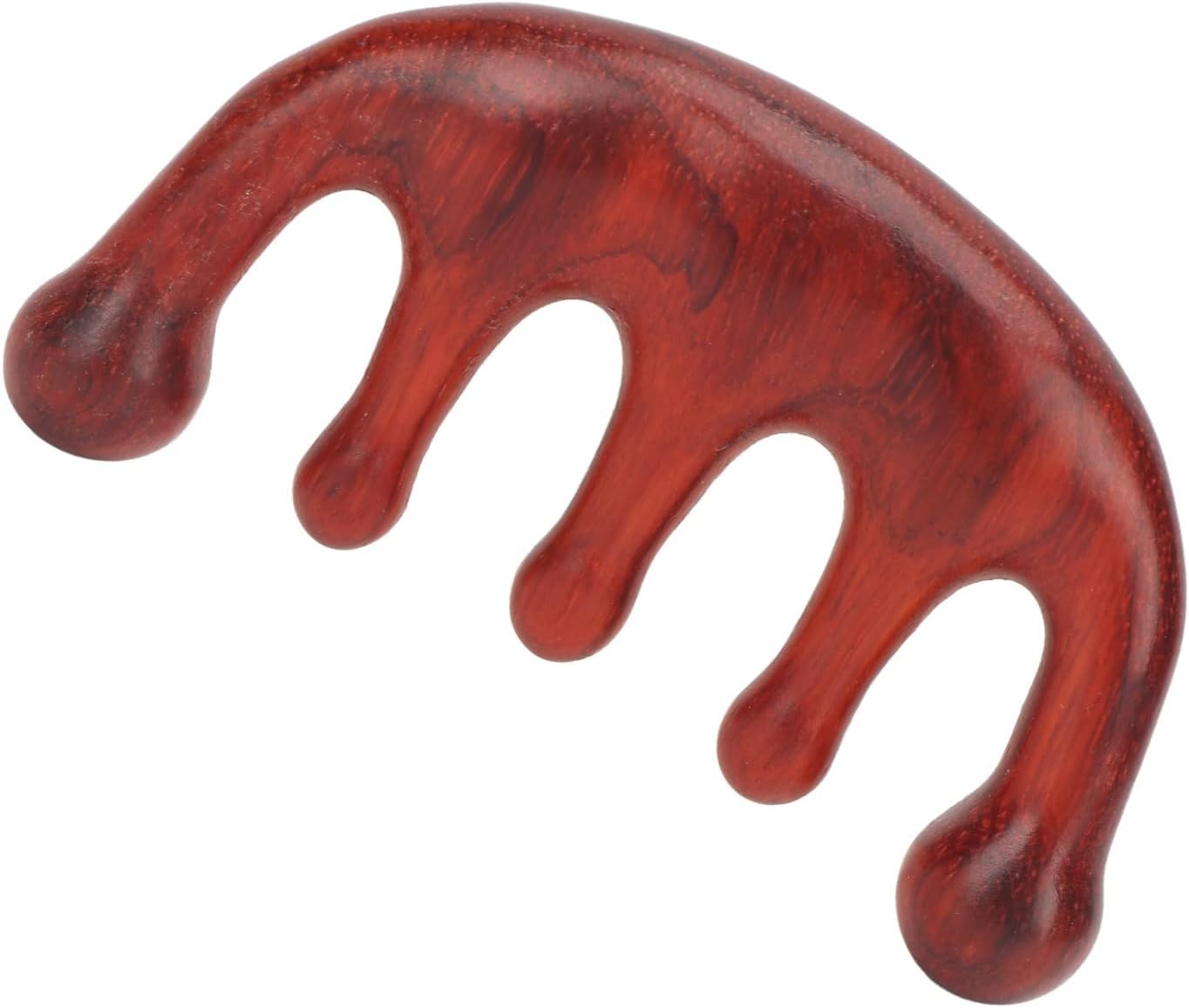 木製の櫛、手作りの5歯幅の歯の櫛、頭の頭皮の経絡マッサージ用の100％白檀の髪の櫛、男性の女性と子供..