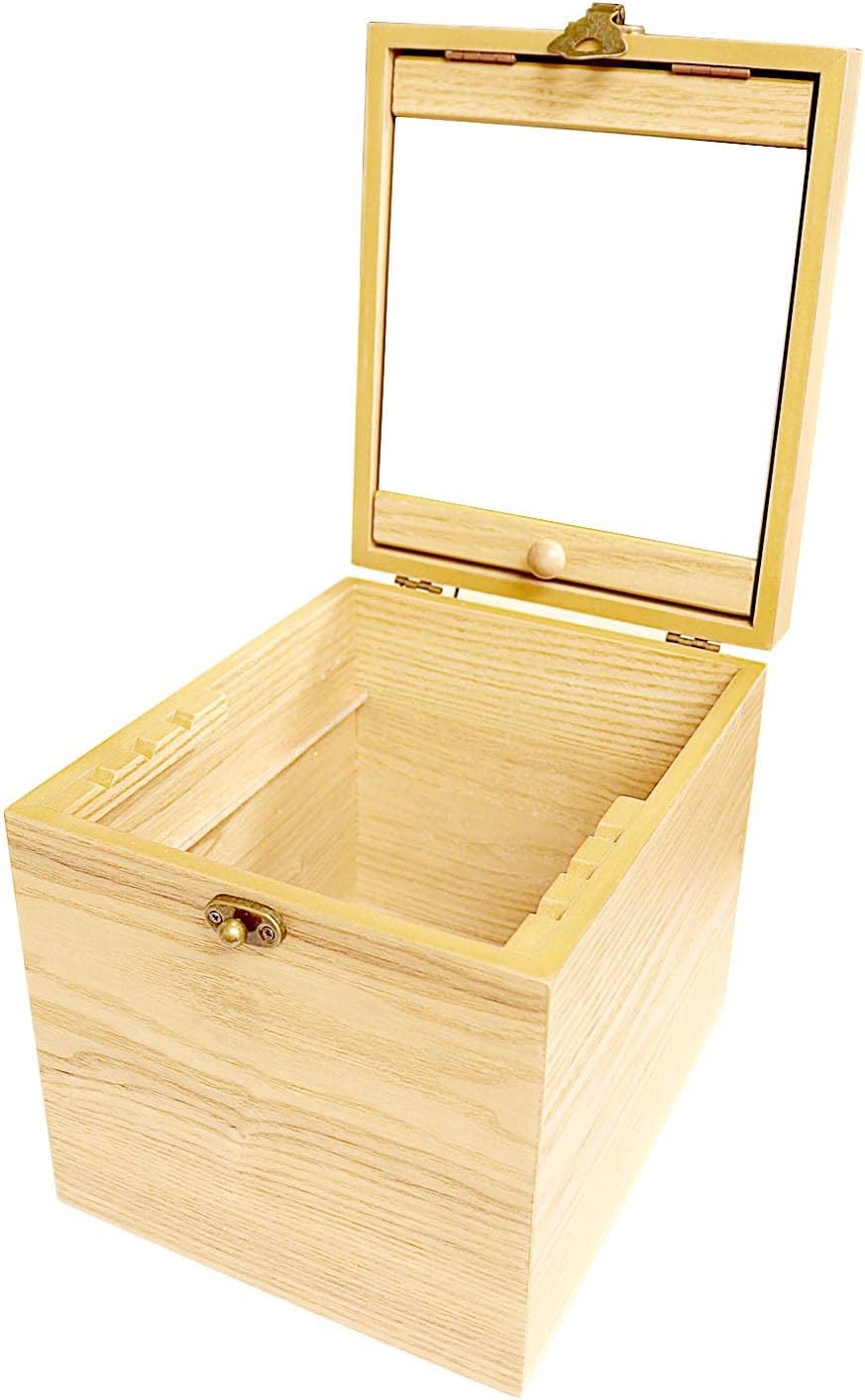 メイクボックス 木製 コスメ ボックス 宝石箱 収納 大容量 化粧品ボックス ナチュラルブラウン s98-000..